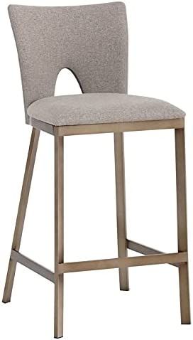 MAKLAINE 26" Modern Fabric and Stainless Steel Counter Stool in Brown | Amazon (US)