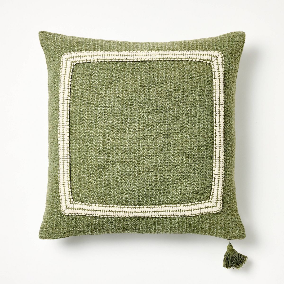 Embroidered Frame Square Throw Pillow Sage/Cream - Threshold™ designed with Studio McGee | Target