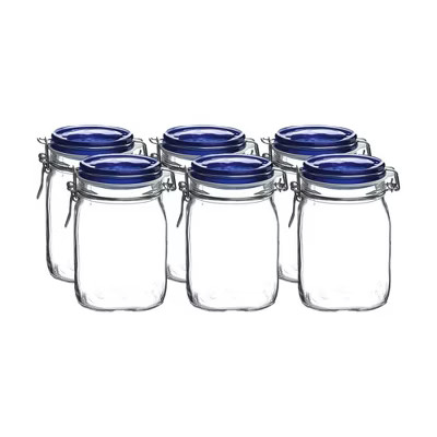 Bormioli Rocco Fido Blue 33.75 oz Square Jar pack of 6 | Target