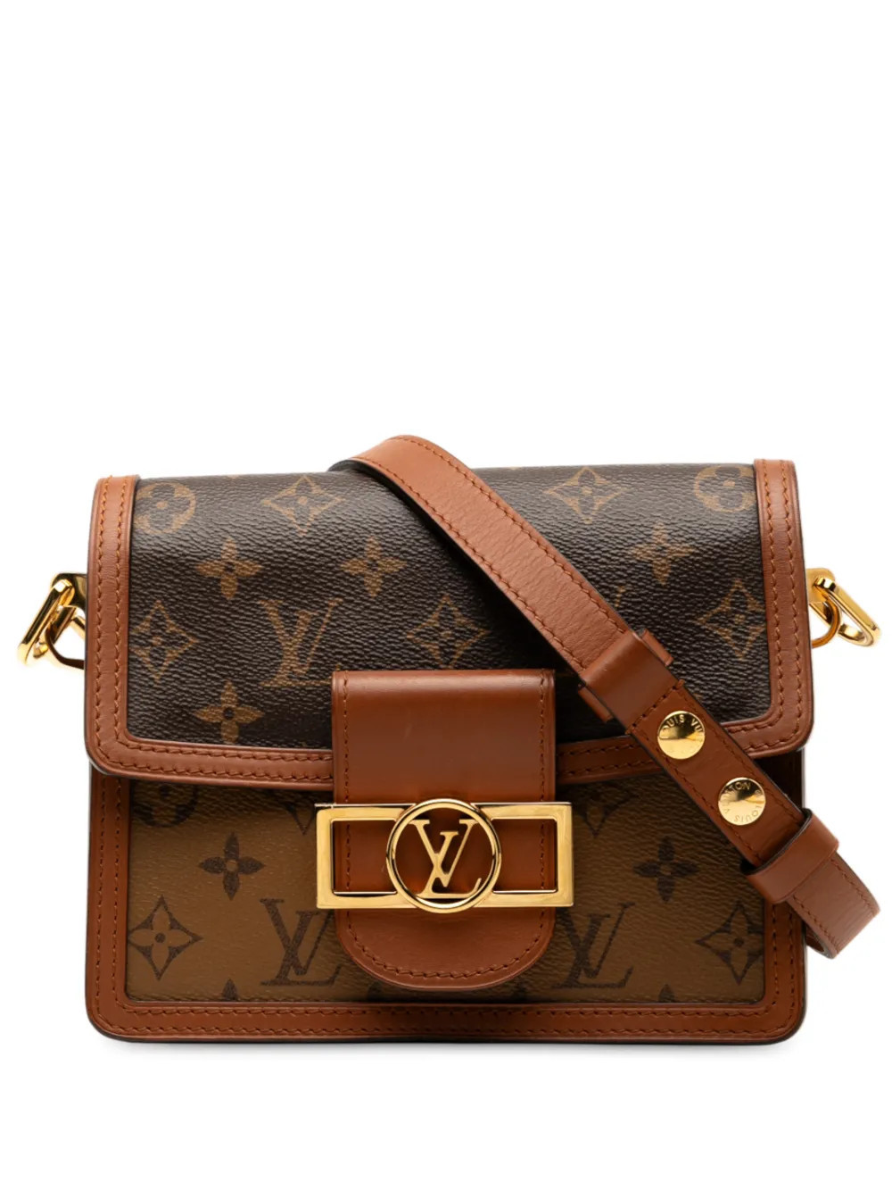 Louis Vuitton Pre-Owned 2020 Monogram Reverse Mini Dauphine satchel - Brown | Farfetch Global