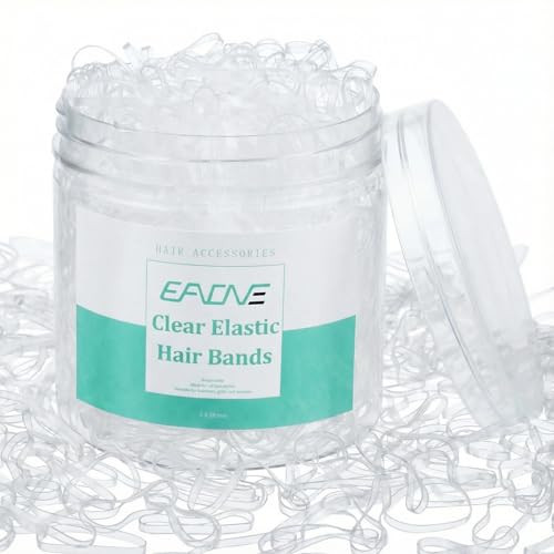 EAONE Clear Elastic Hair Rubber Bands, 1500pcs No Damage Mini Hair Ties Small Tiny Ponytail Holder, Hairstyling Accessories for Women Girls, 20mm in Diameter and 2mm in Width | Amazon (US)