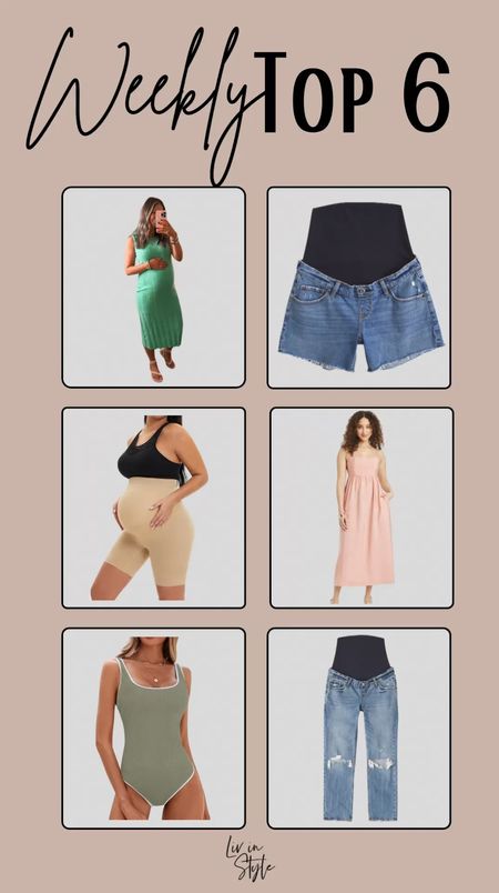 This week’s top 6! Two bump friendly casual summer dresses, maternity jean shorts and jeans, maternity shapewear that smooths everything out and feels like butter, and a bump friendly Amazon one-piece swimsuit.

#LTKBump #LTKSaleAlert #LTKStyleTip
