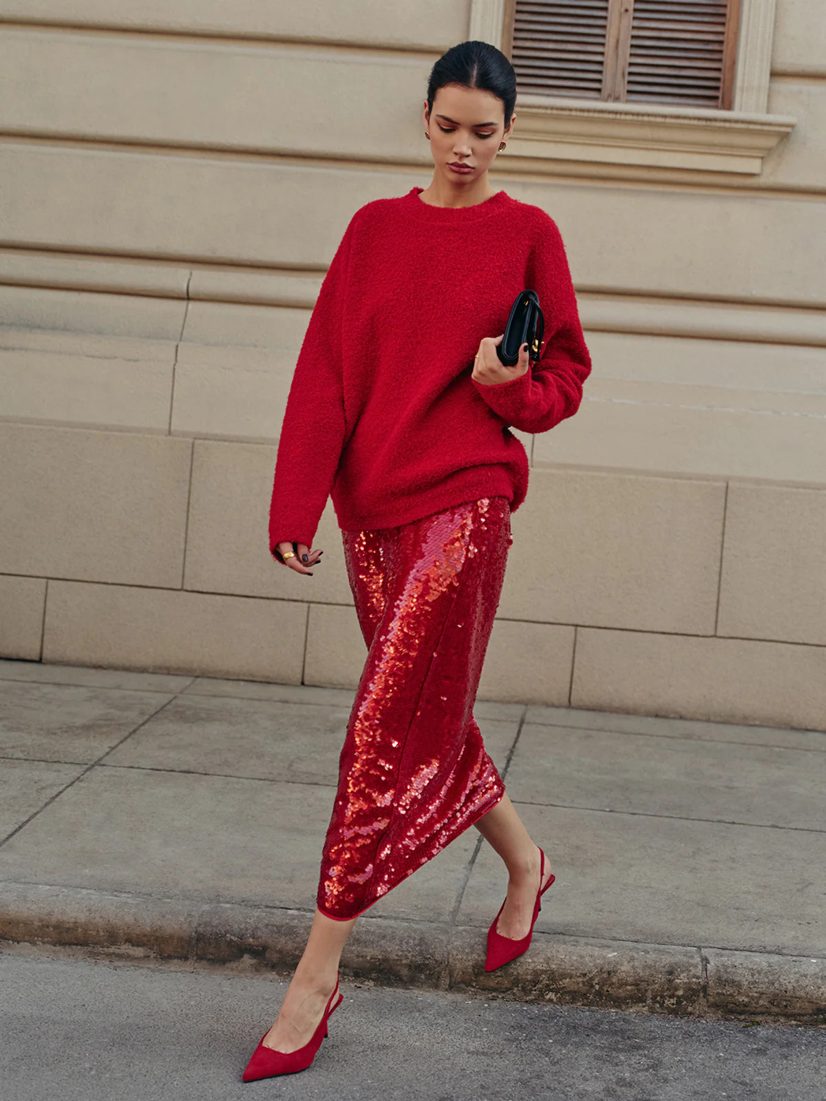 Elegant Plain Sequins Skirt | Commense