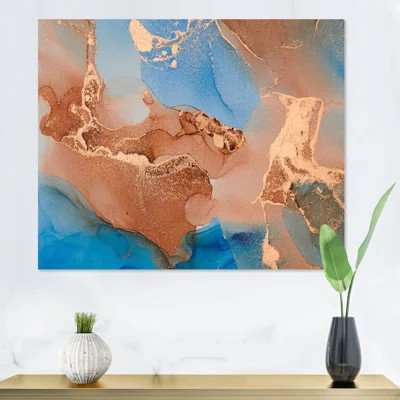 Blue And Brown Luxury Abstract Fluid Art II - Modern Canvas Wall Art Print | Wayfair North America