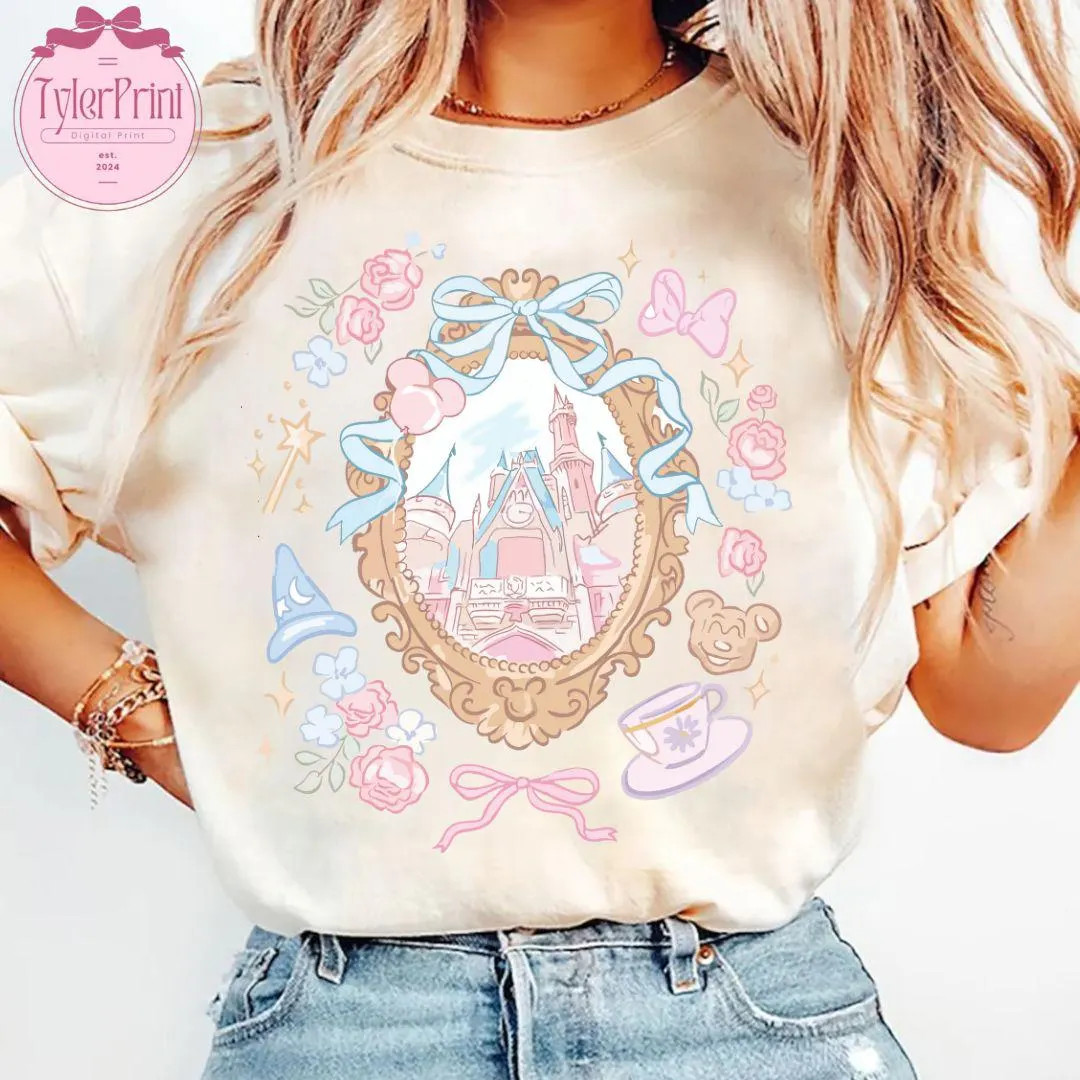 Coquette Bow Disney Castle Baby Tee Crop Top, Princess Castle Crop Tank, Disney Snacks Shirt, Dis... | Etsy (US)