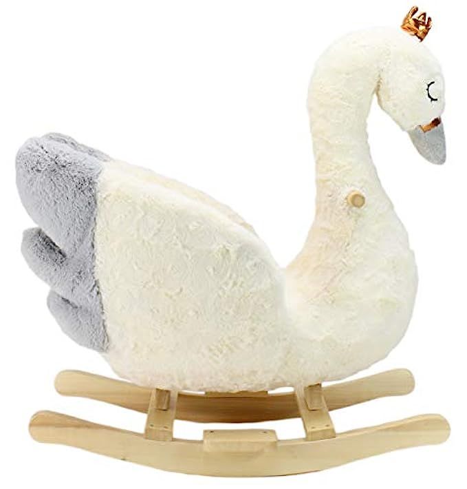 Animal Adventure Royal Swan Rocker |Soft Plush Swan Ride-in Rocker | Perfect for Children Ages 3+ | Amazon (US)