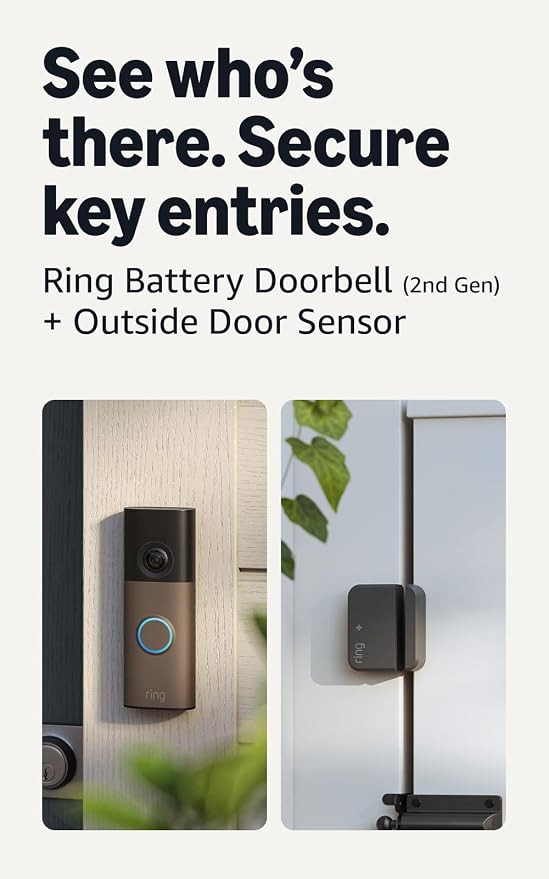 Ring Battery Doorbell (newest model), Matte Mocha with Outside Door Sensor, (newest model) | Amazon (US)