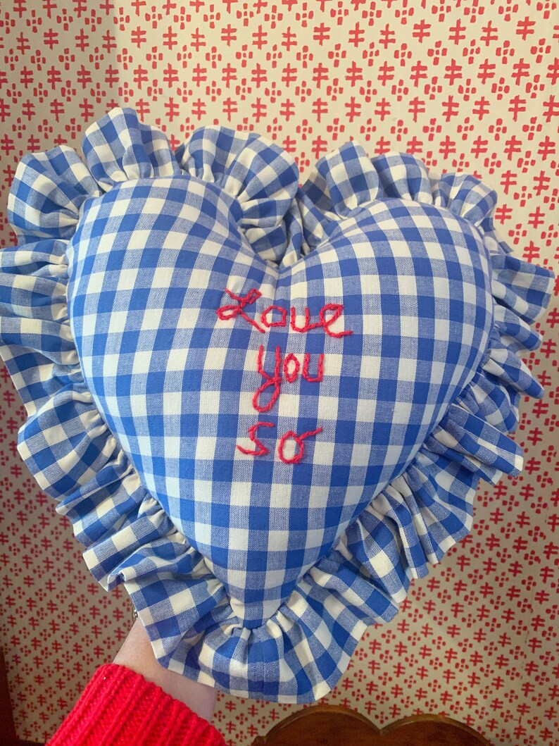 Embroidered Heart Pillow, Love You so,Throw Pillow, Heart Shaped Pillow, Made in the USA | Etsy (US)