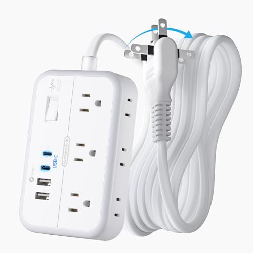 NTONPOWER 2 Prong Power Strip, 1875W/15A 2 Prong to 3 Prong Outlet Adapter, Surge Protector Power Strip with 4 USB Ports(2 USB C), 5 FT Rotating Flat Plug Extension Cord for Old House, Wall Mount | Amazon (US)