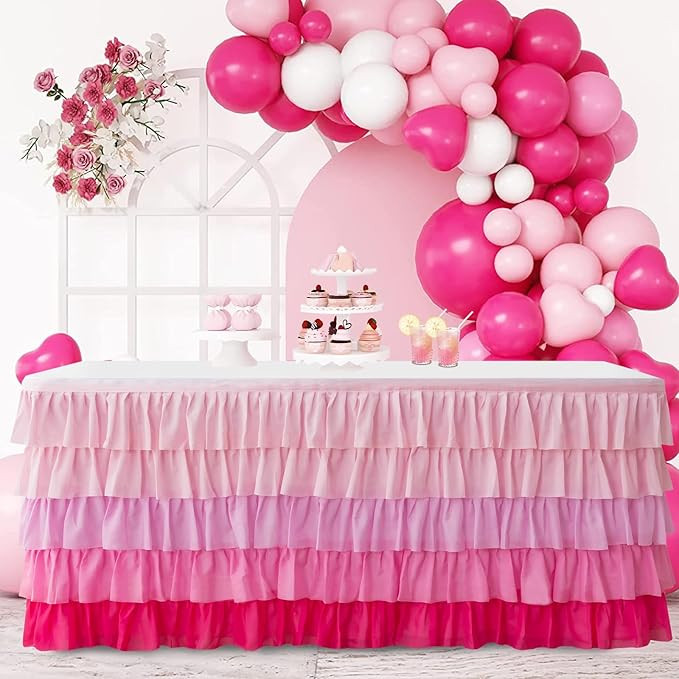 Table Skirt 9ft Pink Tutu Table Skirt For Rectangle Table Birthday Party Decorations Baby Shower ... | Amazon (US)