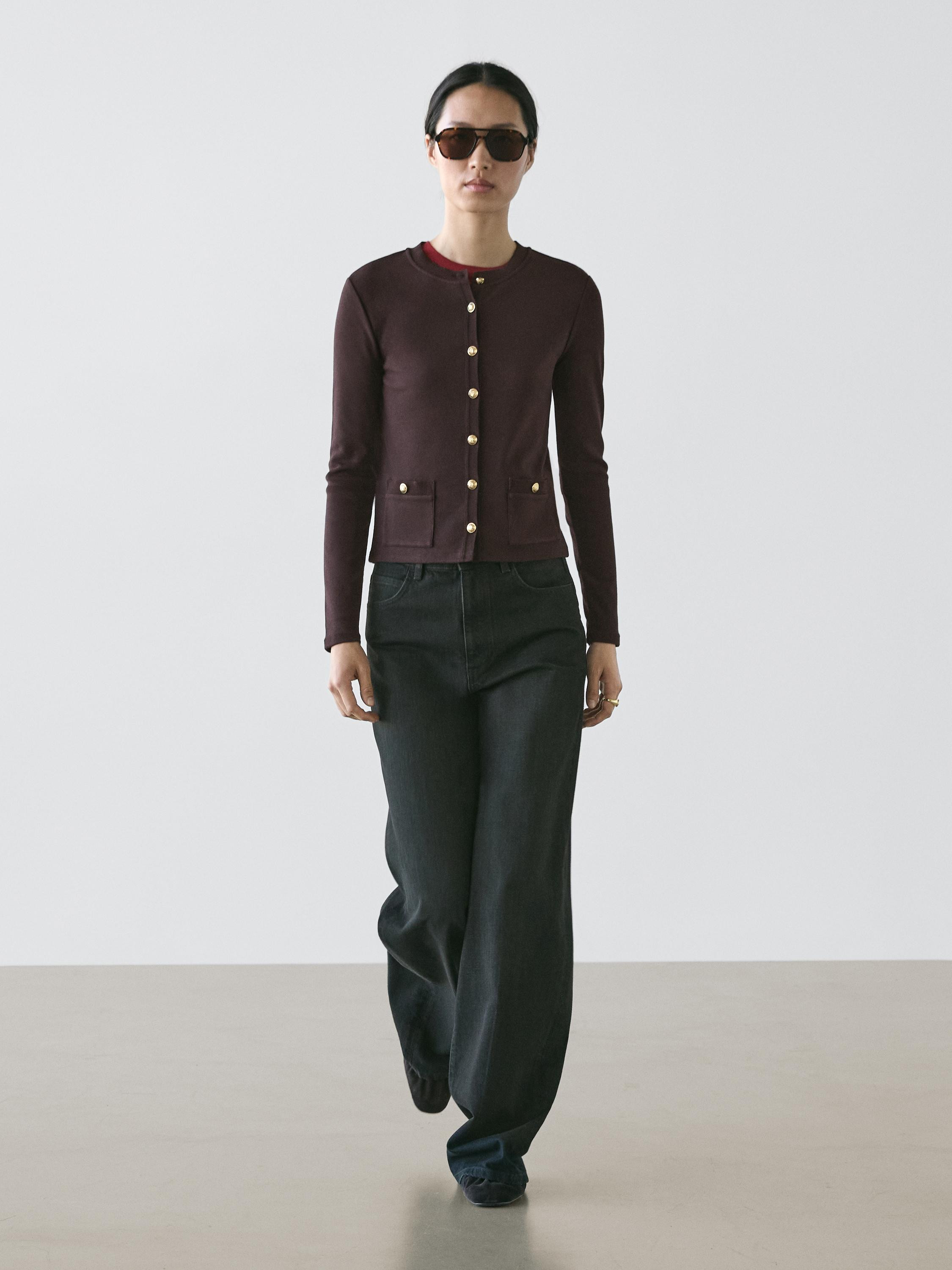 Cardigan with gold buttons | Massimo Dutti UK