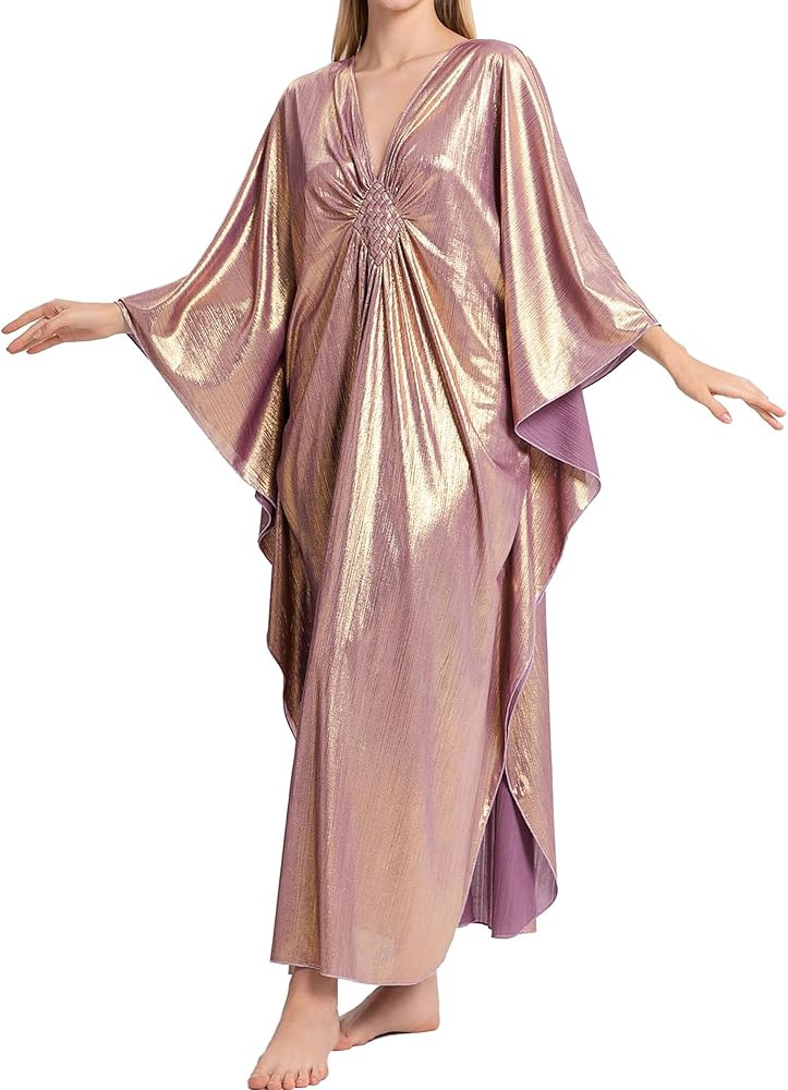 Bsubseach Kaftan Dresses for Women Sparkly Glitter Batwing Sleeve Kaftan Cover Up Beach Maxi Dres... | Amazon (US)