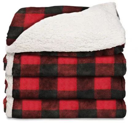 Sunbeam Heated Blanket, Reversible Microplush/Sherpa Throw (50" x 60"), Red Buffalo Plaid | Walmart (US)