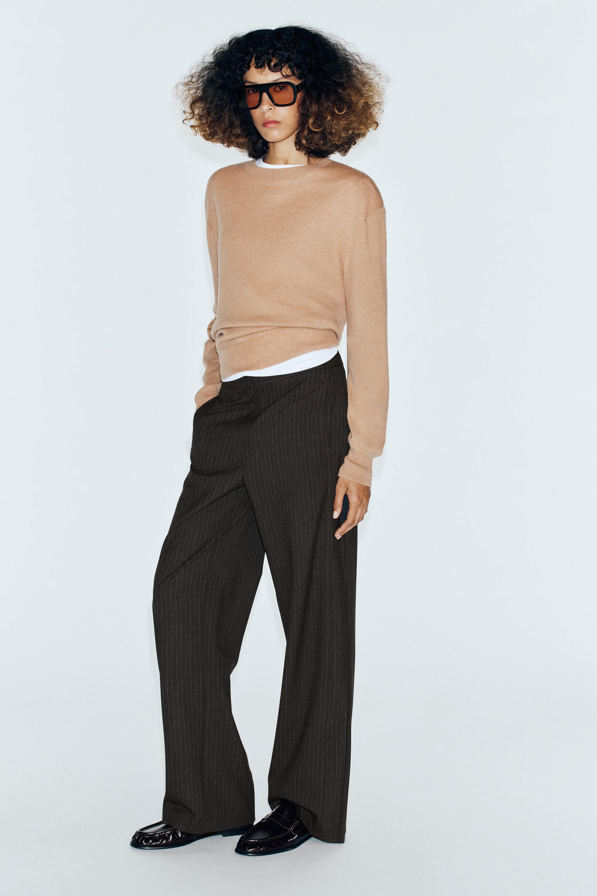 Zara - Double Waist Wide Leg Pants - Women - Black - Women | Zara US