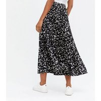 Black Animal Print Satin Pleated Midi Skirt New Look | New Look (UK)