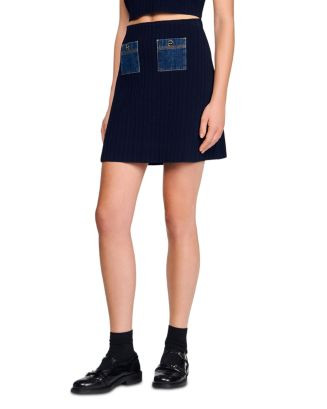 Sandro Mini Knit and Denim Skirt  | Bloomingdale's Sandro | Bloomingdale's (US)