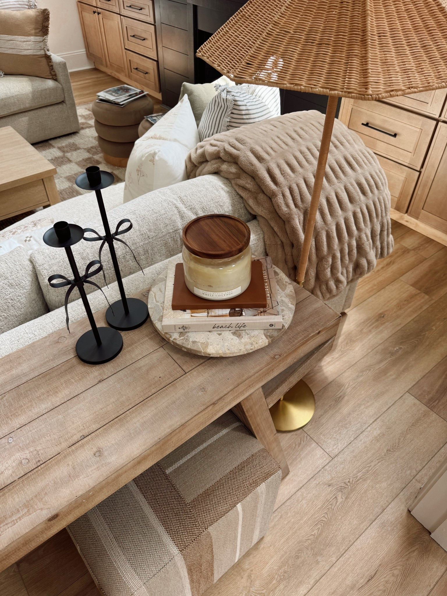 Cozy couch table vibes 🤌🏼 linked everything I could 😍 I love this Wayfair table so much! It’s the perfect size! I think the lamp might be OOS so I linked similar! 

Home / Amazon / Target / living room decor / neutrals / cozy / Holley Gabrielle / bows / candle sticks / ottoman / fall 

#LTKStyleTip #LTKHome #LTKFindsUnder100