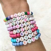 Bead Name Bracelet, Customized Bracelets | Etsy (US)
