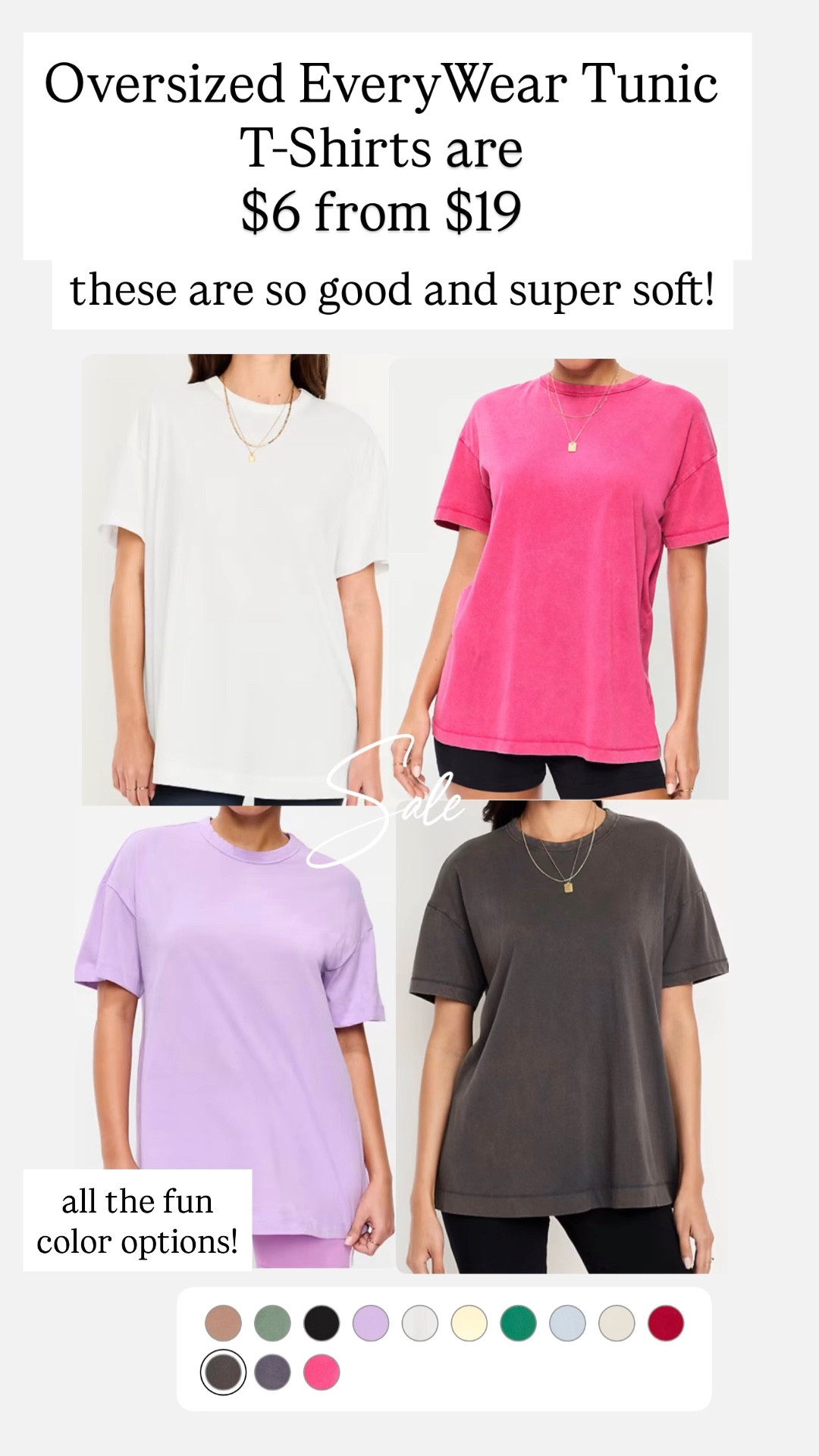 Oversized tees for $6 for women 

#LTKootd #LTKSaleAlert
