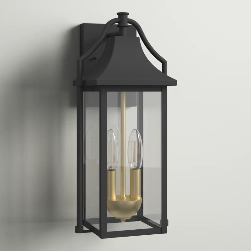 Alvester 2 - Light 17.6'' HGlass Outdoor Wall Lantern with Dusk to Dawn | Wayfair North America