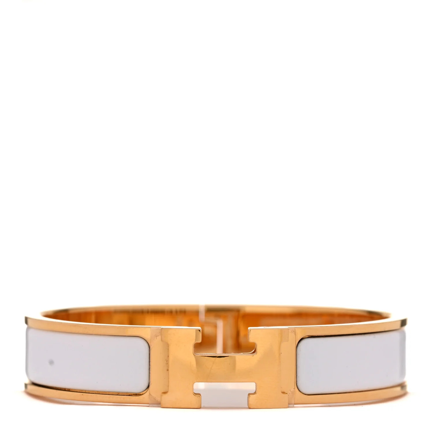 Enamel Narrow Clic Clac H Bracelet PM White | FASHIONPHILE (US)