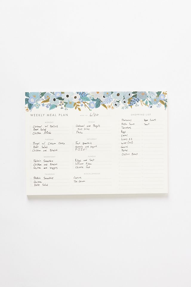 Rifle Paper Co. Garden Party Weekly Meal Planner Notepad | Anthropologie (US)