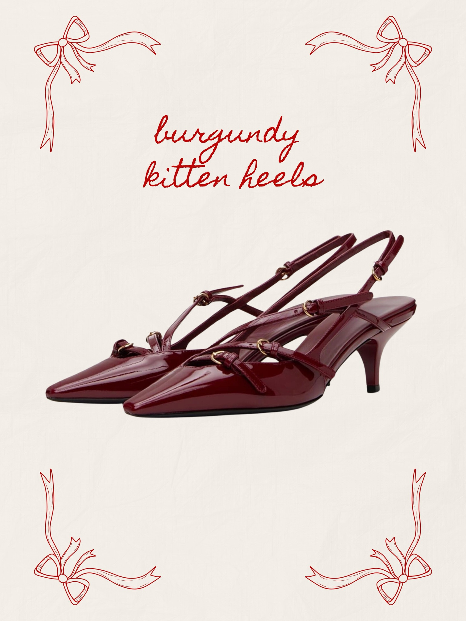 Burgundy kitten heels 

#LTKHoliday #LTKFindsUnder50