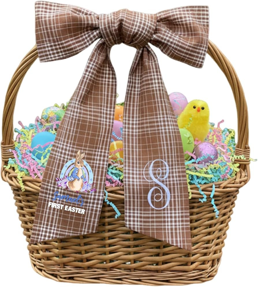 Baby's First Easter Wreath Sash - Personalized Monogram Belt for Front Door Custom Easter Bunny W... | Amazon (US)