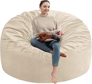 4FT Bean Bag Chair, Large Bean Bag Chairs with Memory Foam Filled, Fluffy Beanbag Sofa with Dutch... | Amazon (US)
