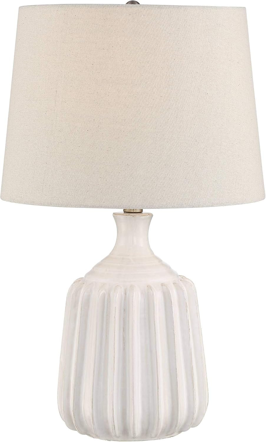 Logan Mid Century Modern Contemporary Accent Table Lamp 23.25" High Ribbed Ceramic Glossy White O... | Amazon (US)