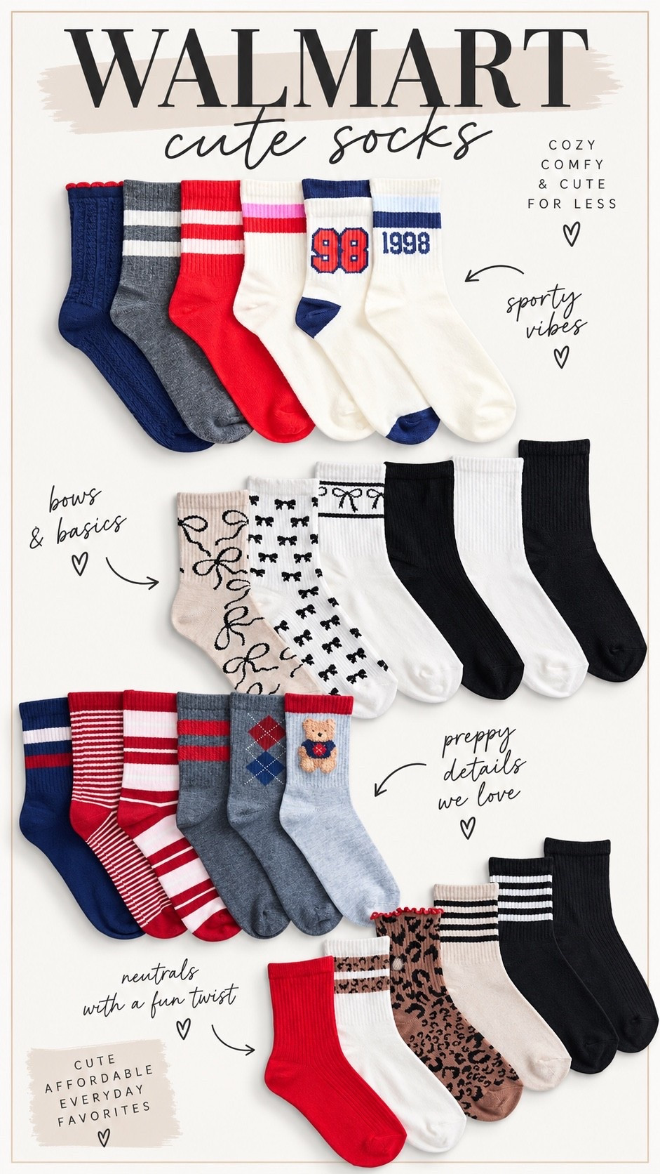 Walmart’s sock game is way too cute right now 😍🧦 Preppy, sporty, bows + leopard… I’ll take them all!

#WalmartFinds #WalmartFashion #LTKFinds #AffordableFashion #FallStyle

#LTKMidsize #LTKOver40 #LTKootd