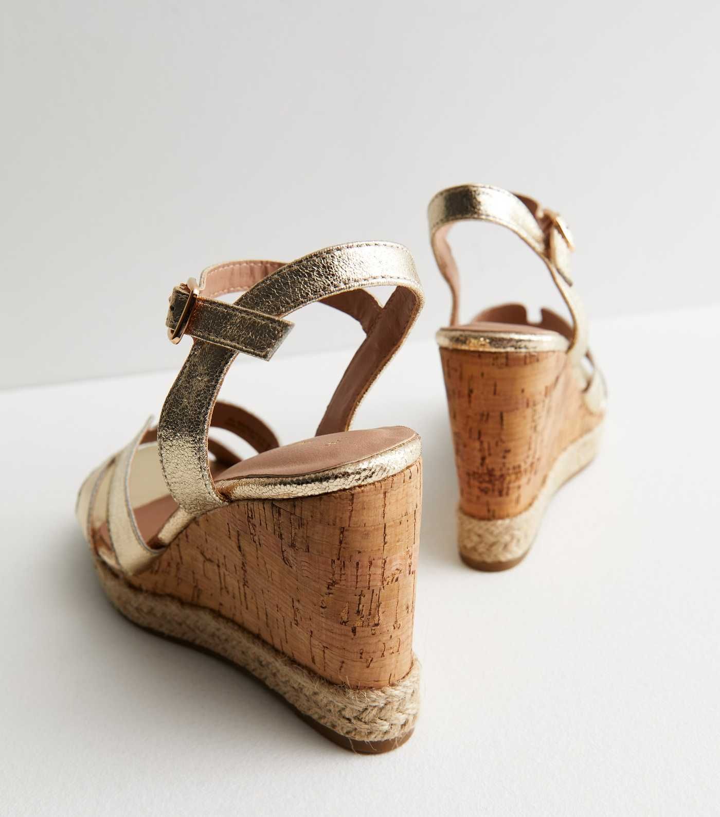 Gold Metallic Espadrille Trim Wedge Heel Sandals
						
						Add to Saved Items
						Remove fro... | New Look (UK)