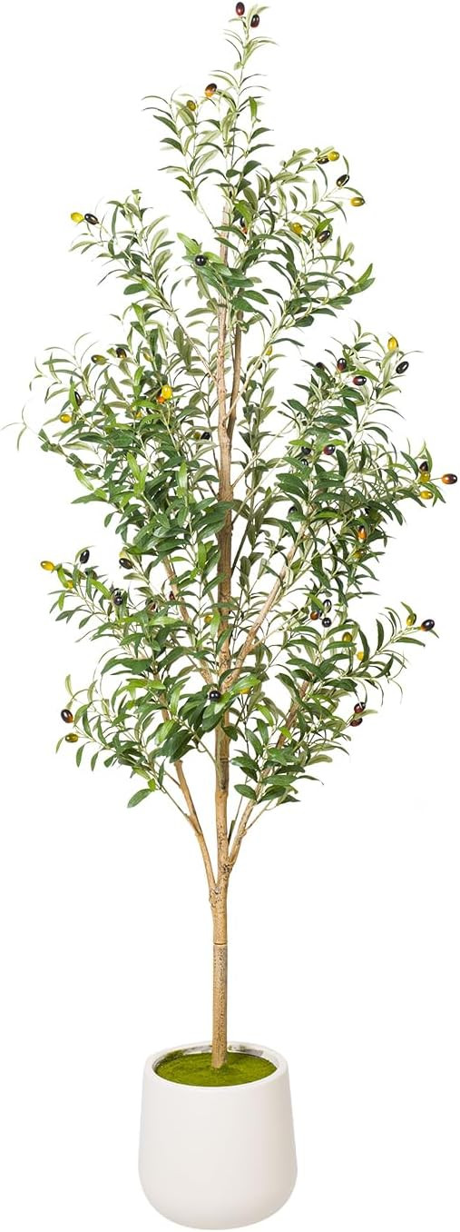 Artizone Artificial Olive Tree with White Pot - Faux Olive Tree for Home Decor, Tall Artificial P... | Amazon (US)