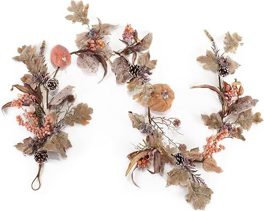 BAPPEY Fall Garland, Fall Decor, 6FT Maple Leaf Pumpkin Pine Cone Berry Dried Garland for Firepla... | Amazon (US)