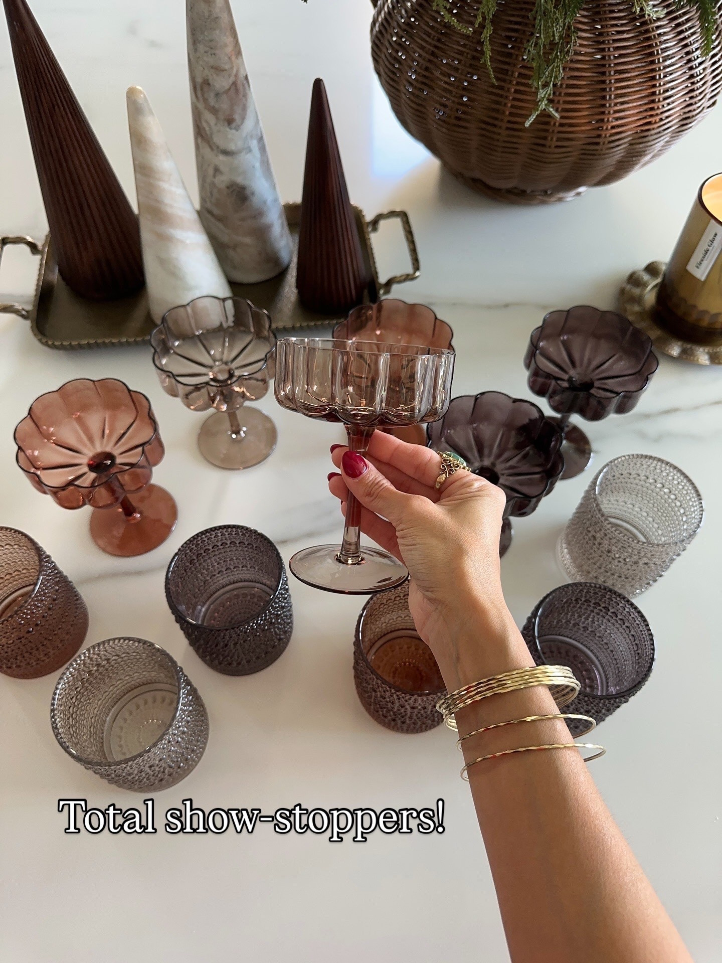 I can’t believe they’re Amazon!!! Gorgeous stemware in amber color! The hobnail and beautiful flower shape is so chic and your guests will surely want to know where you got it #LTKWatchNow #LTKHoliday

#LTKFindsUnder50 #LTKHome