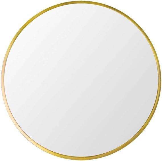 Beauty4U Large Round Metal Frame Mirror, 23.6” Wall-Mounted Mirror for Bedroom, Bathroom, Livin... | Amazon (US)