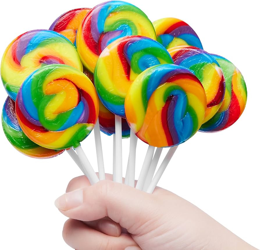 Swirl Rainbow Lollipops Individually Wrapped Bulk, Rainbow Candy Kid's Lollipops Candy Birthday P... | Amazon (US)