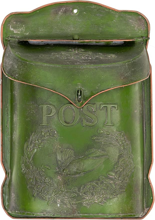 Creative Co-Op Green Embossed Tin "Post" Letter Box | Amazon (US)
