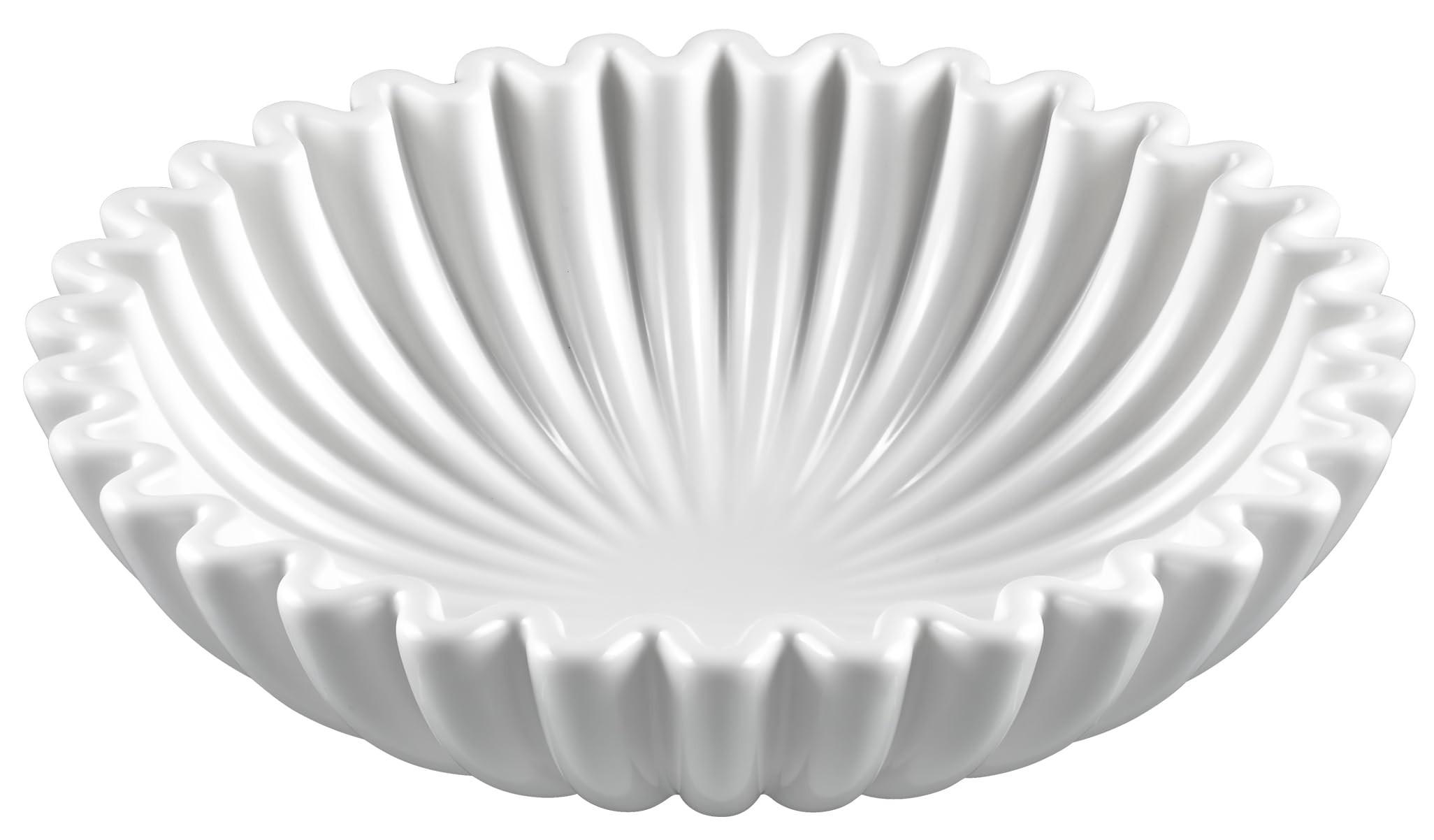 KULEDM Thick Ceramic Decorative Bowl Home Decor, 10in White Scalloped Ruffle Fruit Bowl for Kitch... | Amazon (US)