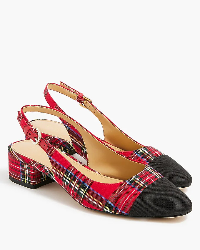 Tartan low-heel slingbacks | J.Crew Factory