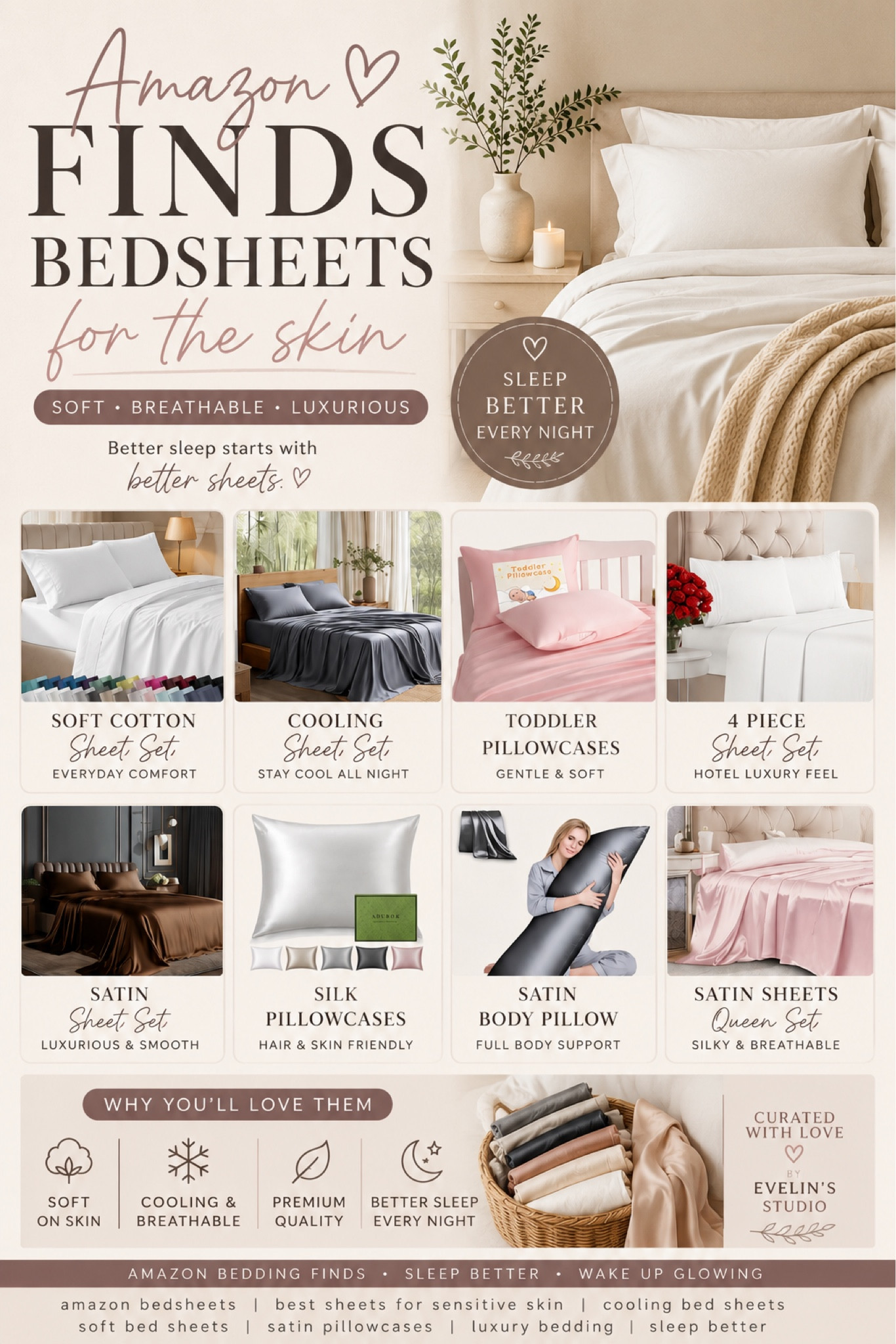 Amazon FINDS BEDSHEETS for the skin
SOFT • BREATHABLE • LUXURIOUS
Better sleep starts with better sheets. 

#LTKSaleAlert #LTKHome #LTKselfcare