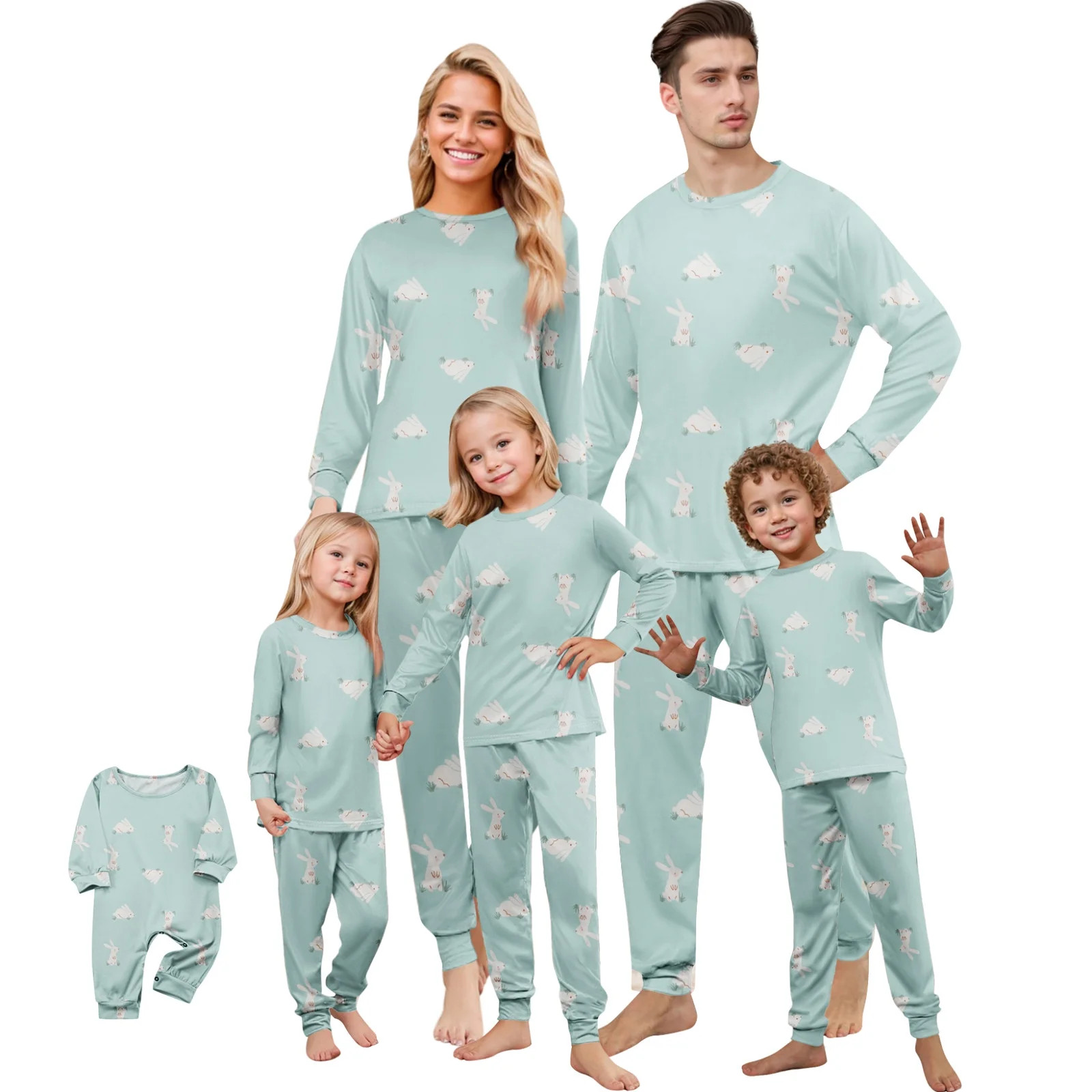 Onlypjs Easter Family Matching Pajamas Set Bunny Print – Soft Long Sleeve Sleepwear for Men and... | Walmart (US)