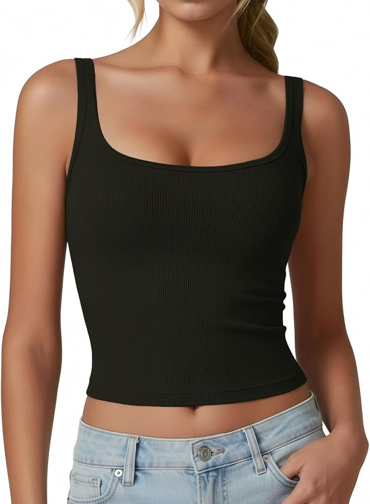 Avidlove Tank Top for Women 2026 Summer Ribbed Square Neck Tank Tops Fitted Slimming Tops Basic G... | Amazon (US)