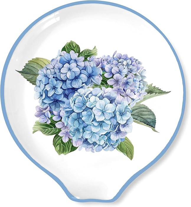 JarThenaAMCS 4.7inch Hydrangea Spoon Rest Small Watercolor Blue Flower Coffee Spoon Holder for Ba... | Amazon (US)