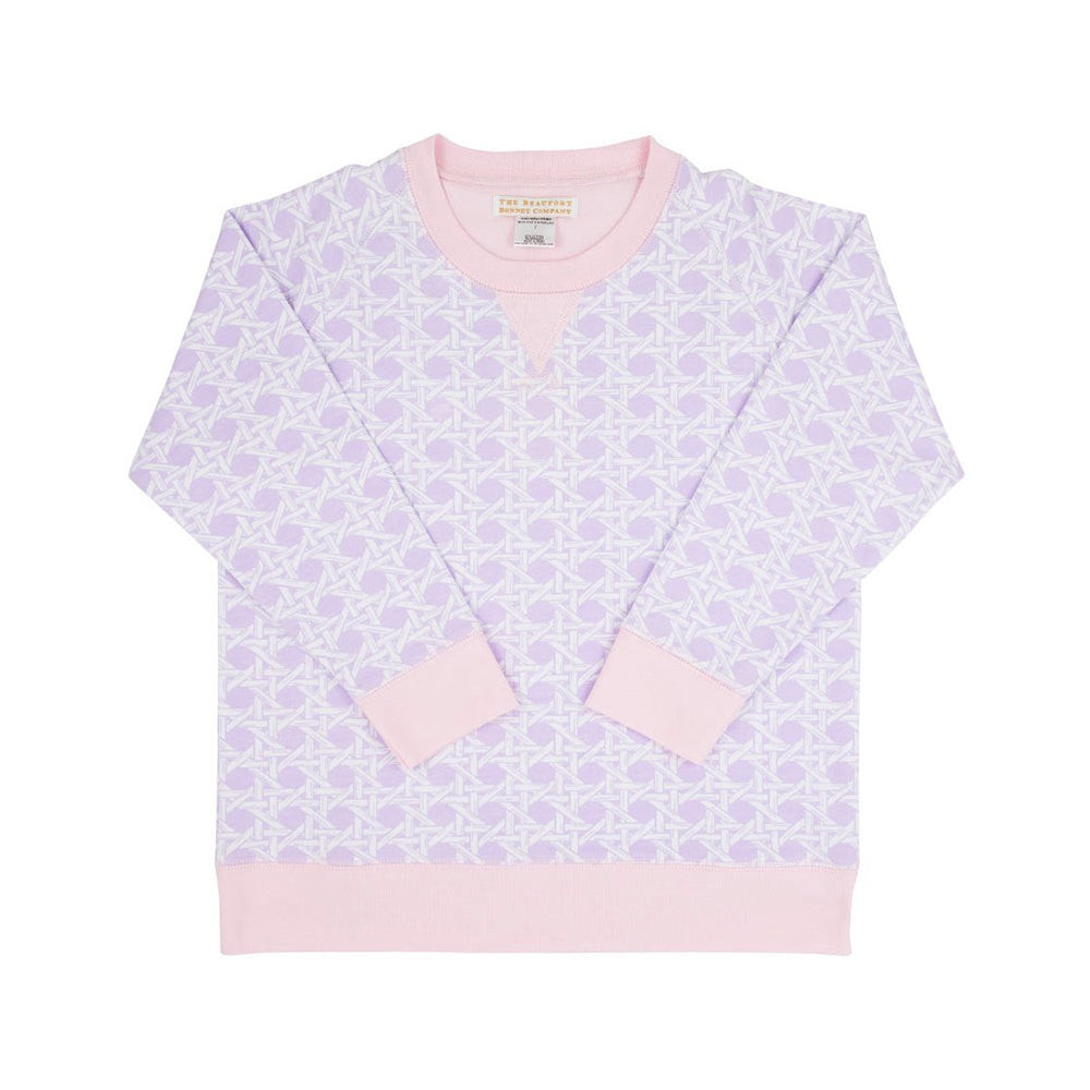 Cassidy Comfy Crewneck - Ocean Club Cane with Palm Beach Pink | The Beaufort Bonnet Company