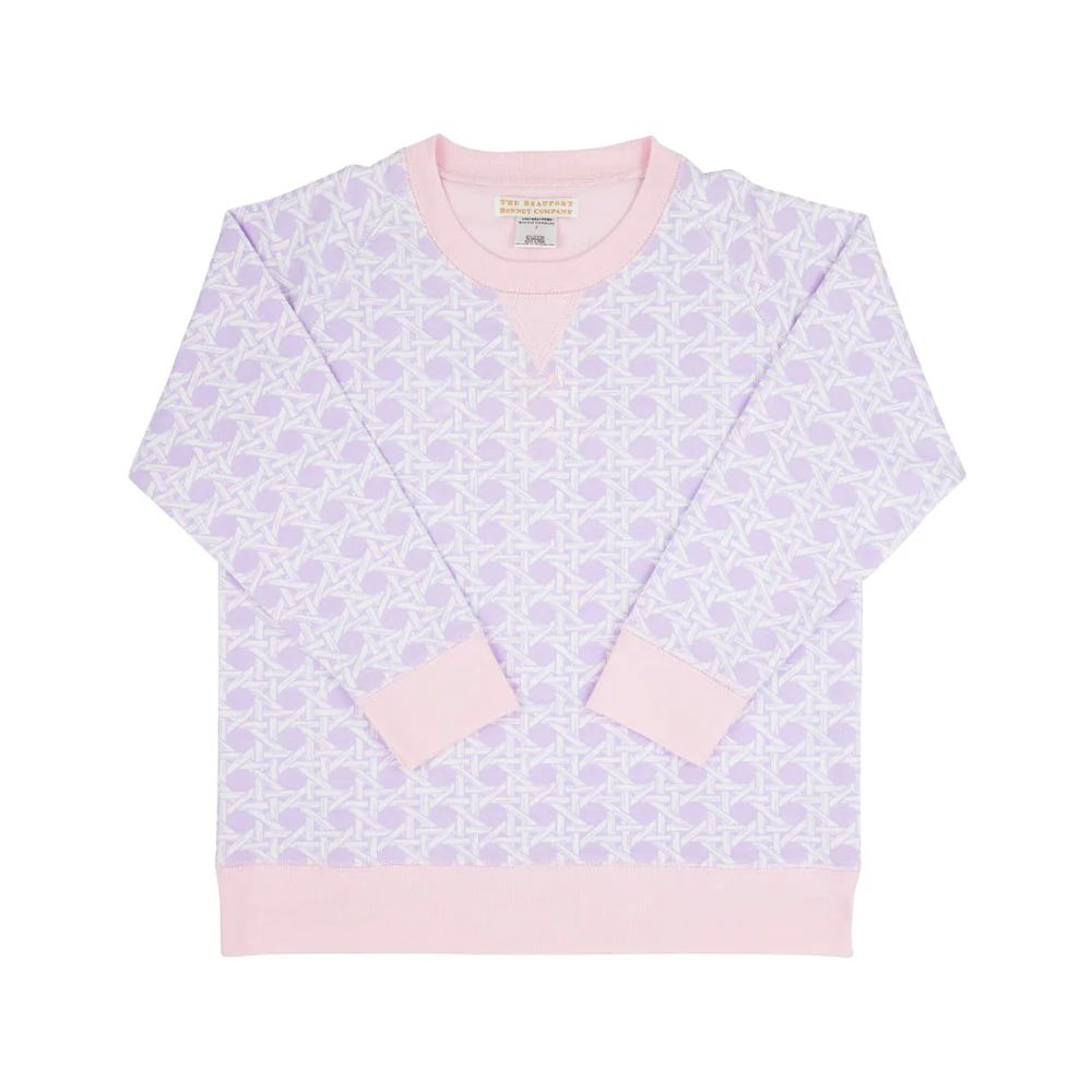 Cassidy Comfy Crewneck - Ocean Club Cane with Palm Beach Pink | The Beaufort Bonnet Company