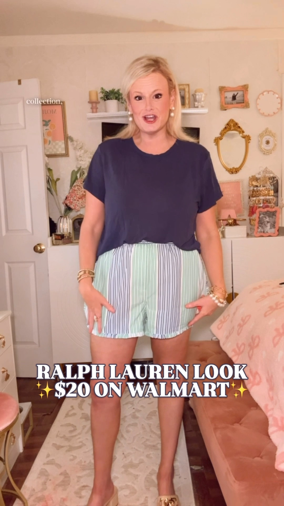 Ralph Lauren look for less, Walmart shorts, cotton poplin shorts, striped shorts women, preppy summer outfits, vacation shorts, pull on shorts women, Walmart fashion finds, resort wear women

These $20 Walmart shorts have such strong Ralph Lauren summer energy.

The mixed green and blue stripes, crisp 100% cotton poplin, easy pull-on waist, and ruffle trim make them feel polished, preppy, and way more expensive than they are. They are the kind of throw-on-and-go shorts that instantly make a basic tee or tank look styled.

I sized up for a little extra length. They do run a little big, so if you are between sizes, keep that in mind.

Why I grabbed them:
✨ $20
✨ 100% cotton poplin
✨ easy elastic waist
✨ ruffle trim
✨ lightweight for summer
✨ 2 colors
✨ matching top available
✨ very Ralph Lauren summer

These are made for the outfits we actually wear all summer: a tee and sandals, a button down half-tucked, a sweater over your shoulders, sneakers for errands, or the matching top for a full little set moment.

Perfect for lake weekends, beach trips, vacation mornings, resort brunch, school pickup, casual summer dinners, and any day when denim shorts feel too basic but you still want easy.

If you love Ralph Lauren style, preppy summer outfits, Walmart fashion finds, cotton shorts, striped shorts, vacation outfits, resort wear, and affordable classic style, these are an easy yes.

Ralph Lauren look for less, Walmart shorts, cotton poplin shorts, striped shorts women, preppy shorts women, pull on shorts women, elastic waist shorts, vacation shorts, resort shorts, beach vacation outfit, lake house outfit, Walmart style women

#RalphLauren #LookForLess #WalmartStyle #WalmartFinds #LTKFindsUnder50 

#LTKSwim #LTKActive #LTKSeasonal