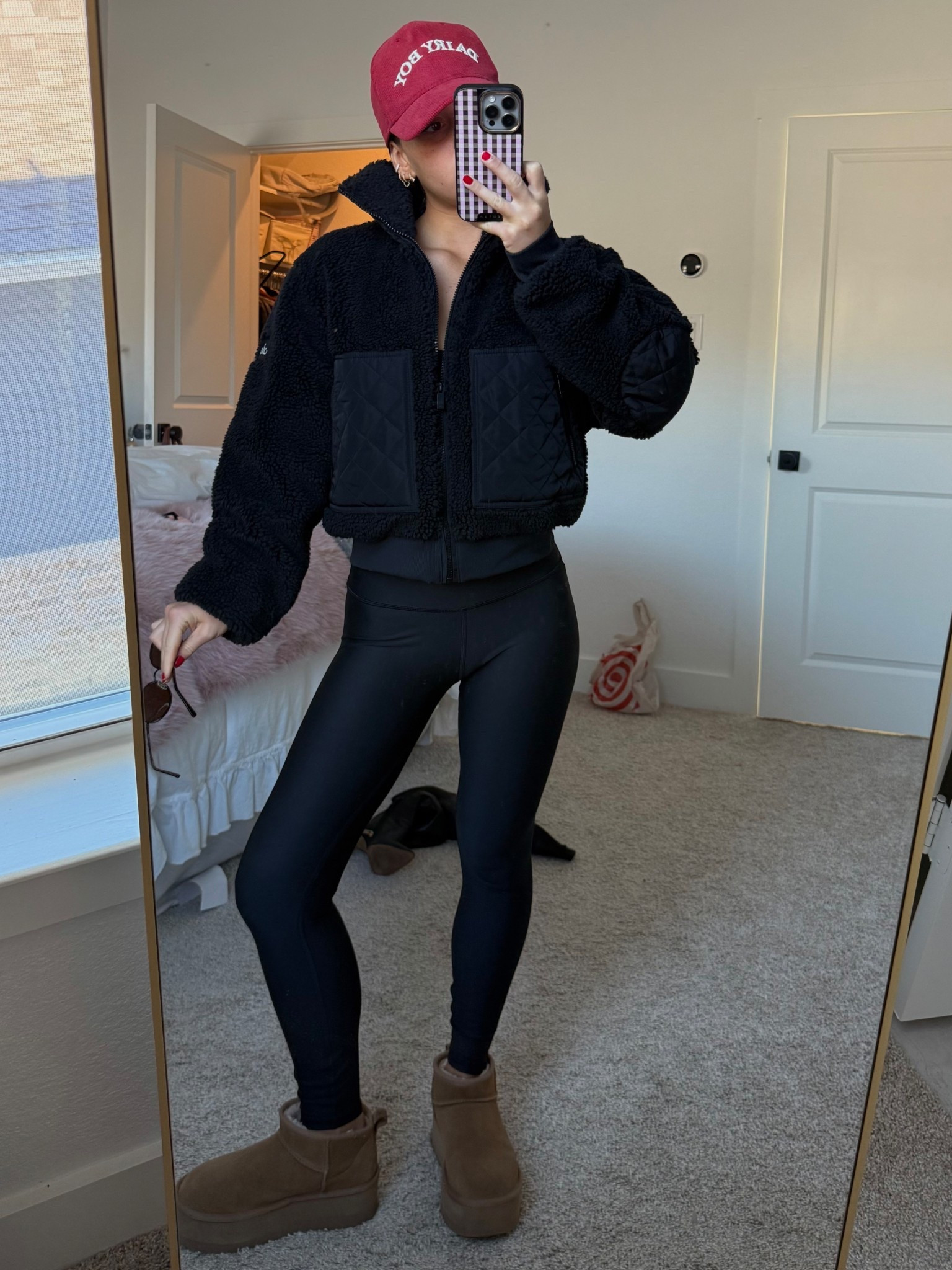 Ootd! Wearing this black Alo set in size XS on top and XXS in the leggings. I was surprised that these leggings aren’t so long like the other Alo styles I’ve gotten. Wearing an XS in the bomber jacket! 

#LTKActive #LTKSeasonal #LTKootd
