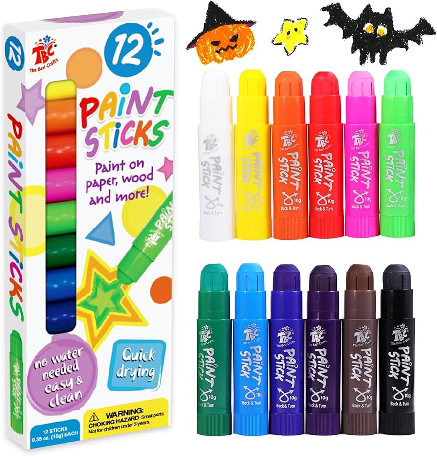 TBC The Best Crafts Paint Sticks,12 Classic Colors, Washable, Non-toxic, Tempera Paint Sticks for... | Amazon (US)