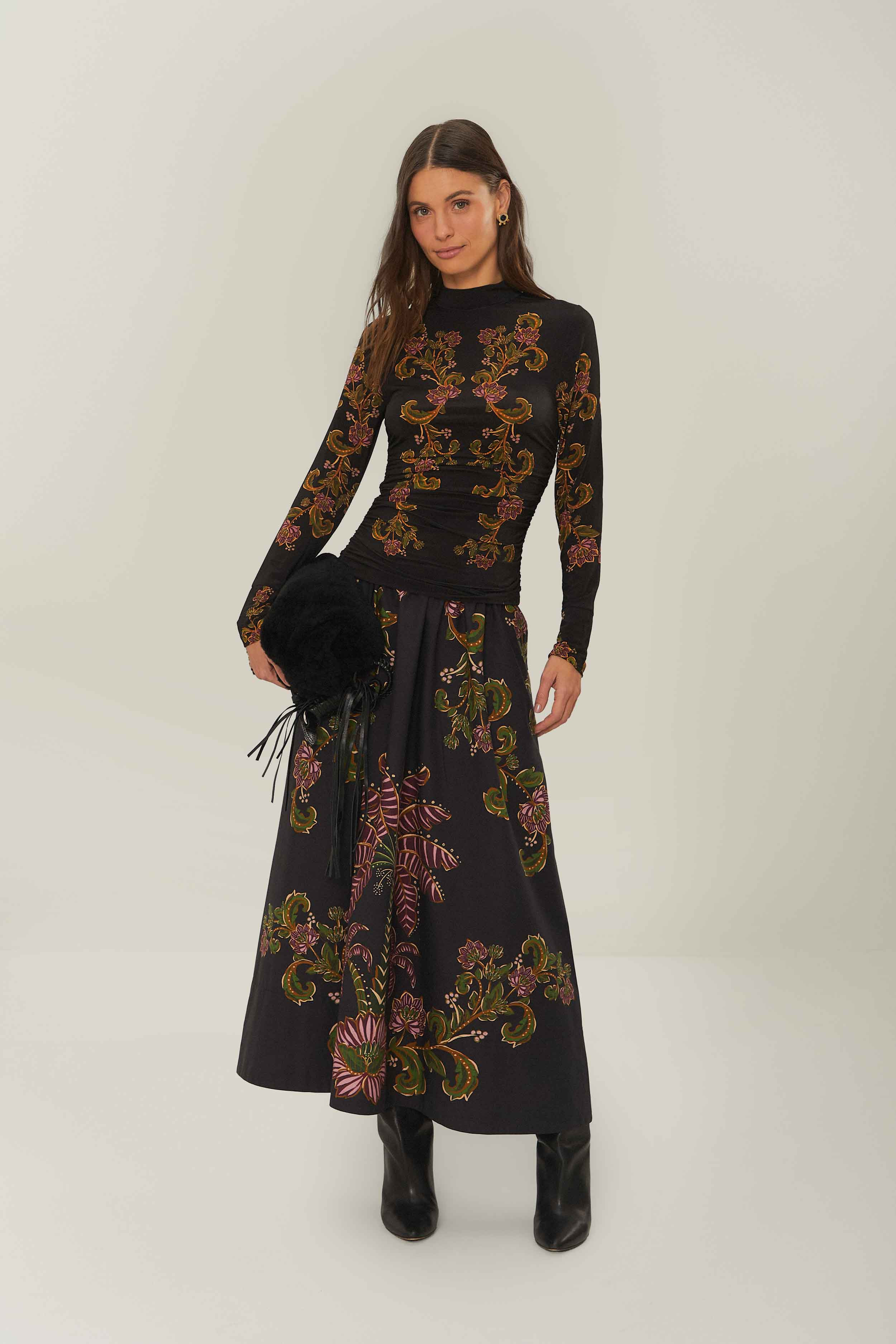 Black Ravenala Jersey Blouse | FarmRio (US)